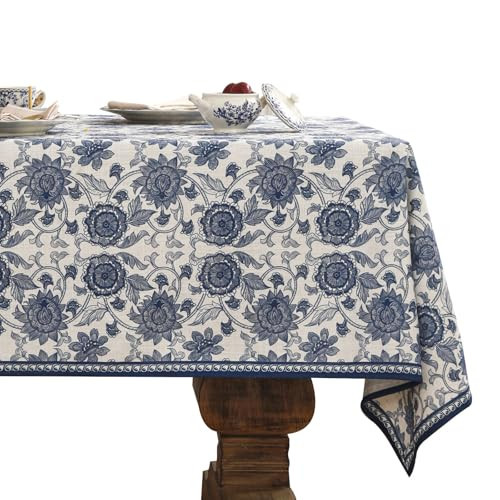 patdrea Designer Small Blue Tablecloth for Square Tables,Vintage Elegant Linen with Paisley Floral Tablecloths,Farmhouse Flowers Table Cover Cloth Decor for Kitchen Dining Christmas,55"*55" | Amazon (US)