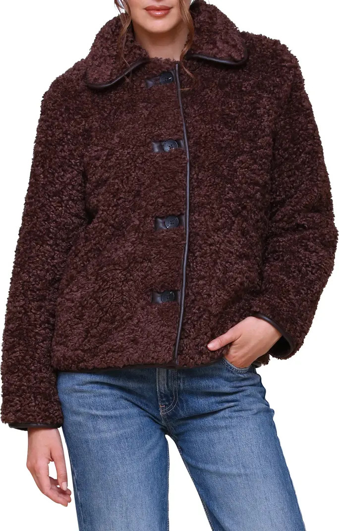 Avec Les Filles Faux Shearling Teddy Coat with Faux-Ever Leather™ Trim | Nordstrom | Nordstrom