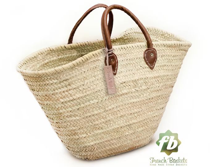 French market basket/Moroccan basket/lined natural straw market bag/shopper shoulder bag/straw bag/  | Etsy (US)