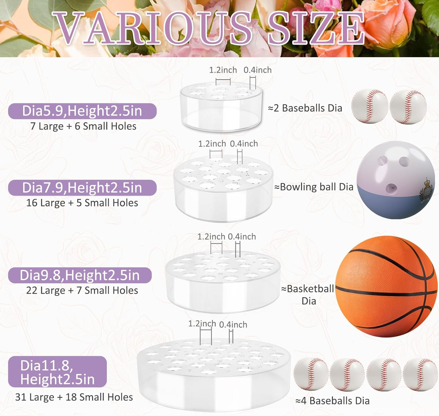 10 Inch Acrylic Flower Vase for Wedding Centerpieces Round, Circular Clear Wide Low Floral Vases ... | Amazon (US)