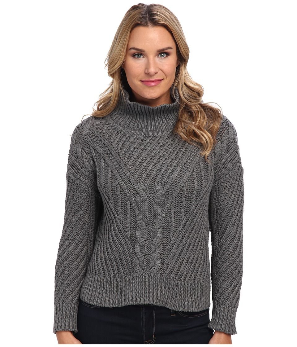 525 america - Hi/Low Mock Cable (Dark Heather Grey) Women's Sweater | 6pm