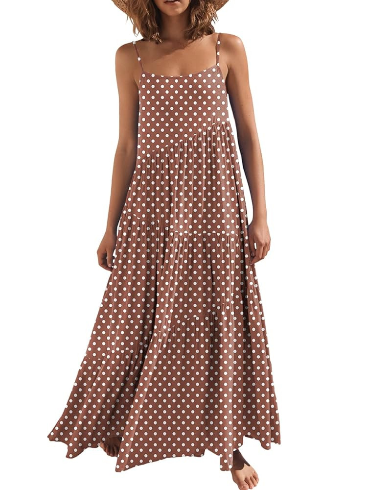 ANRABESS Women Summer Casual Loose Sleeveless Sundress Spaghetti Strap Flowy Boho Linen Beach Vac... | Amazon (US)