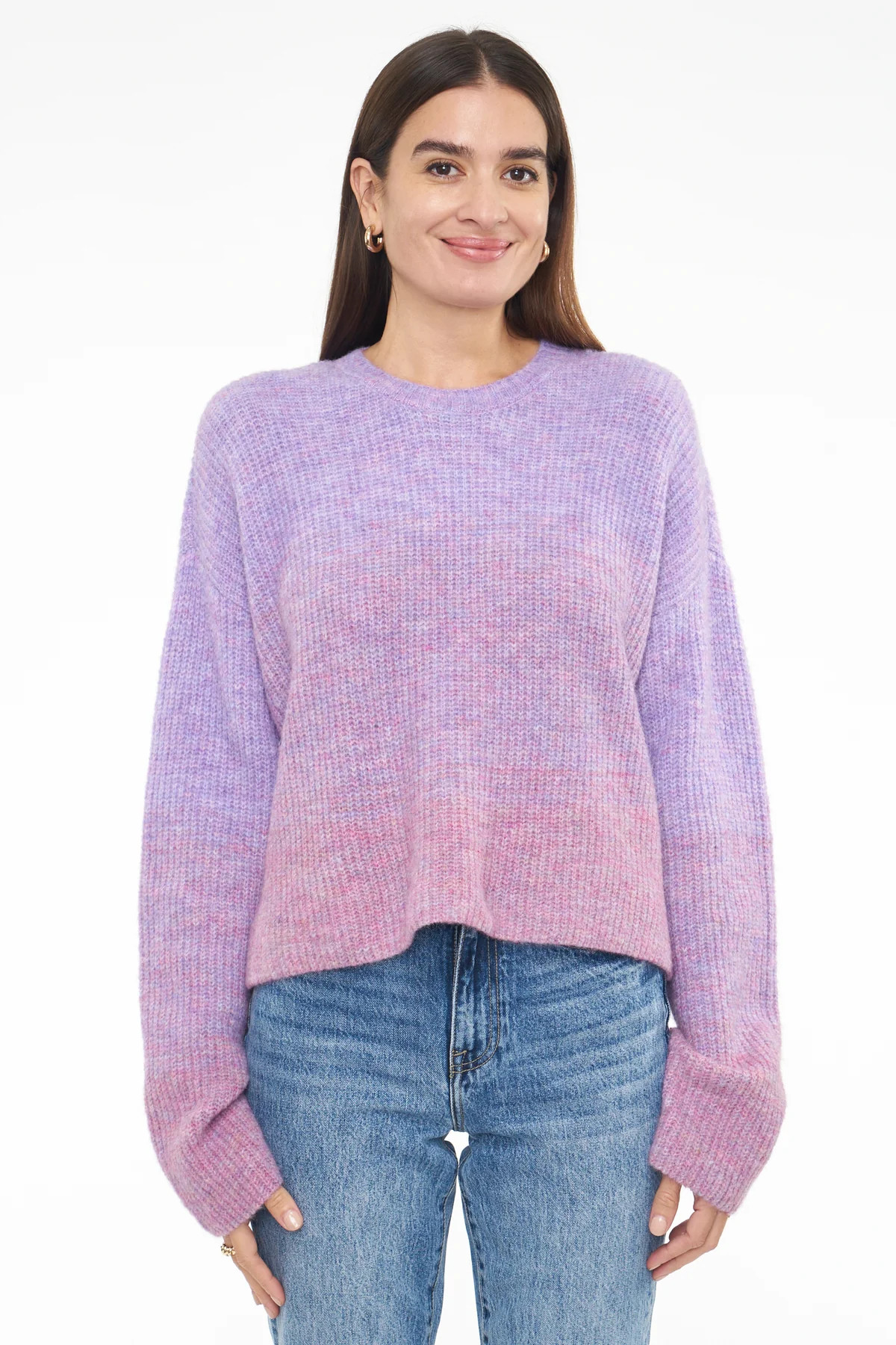Zane Crew Neck Swing Sweater - Ombre Pink | Pistola Denim