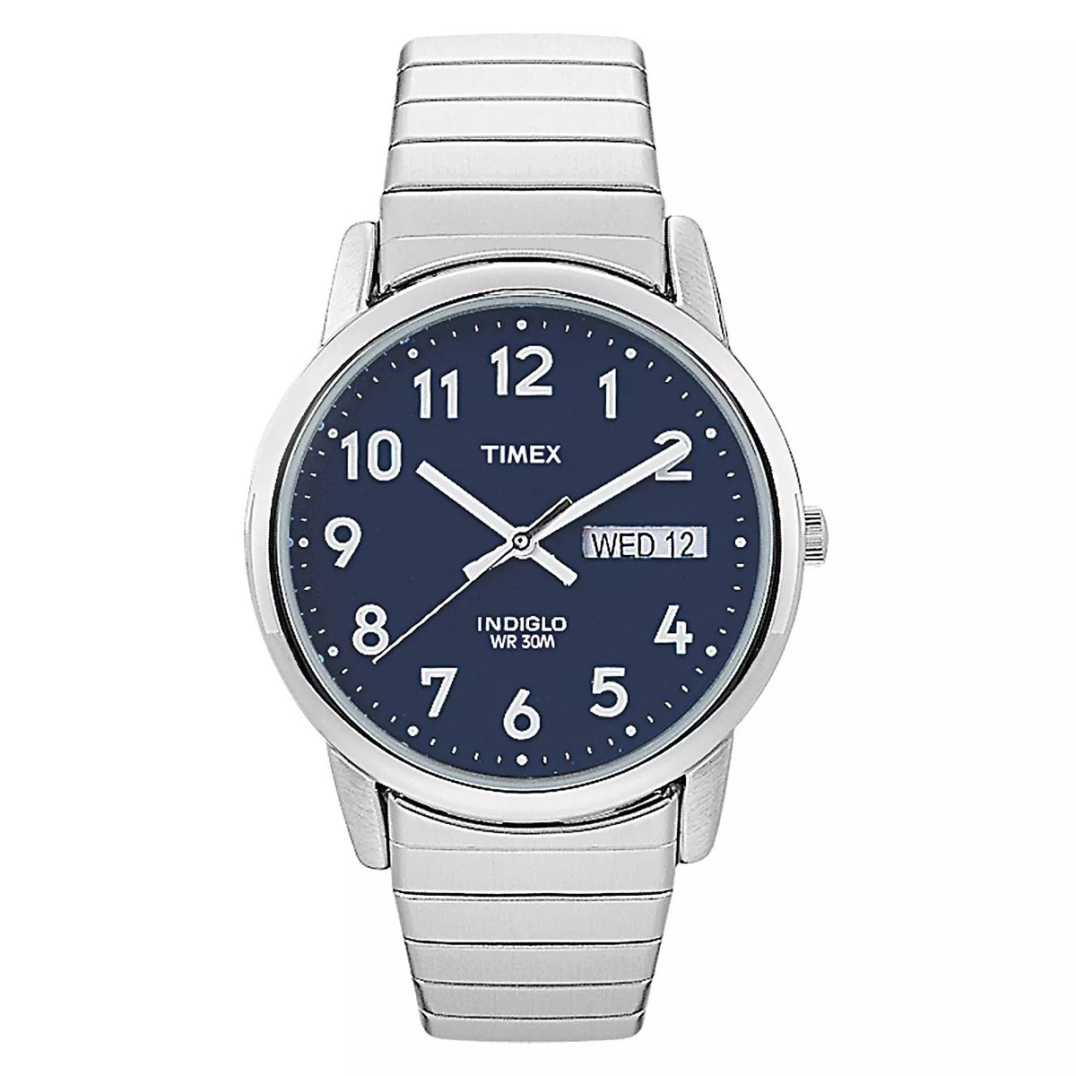 Men's Timex Easy Reader Expansion Band Watch - Light Silver/Blue | Target