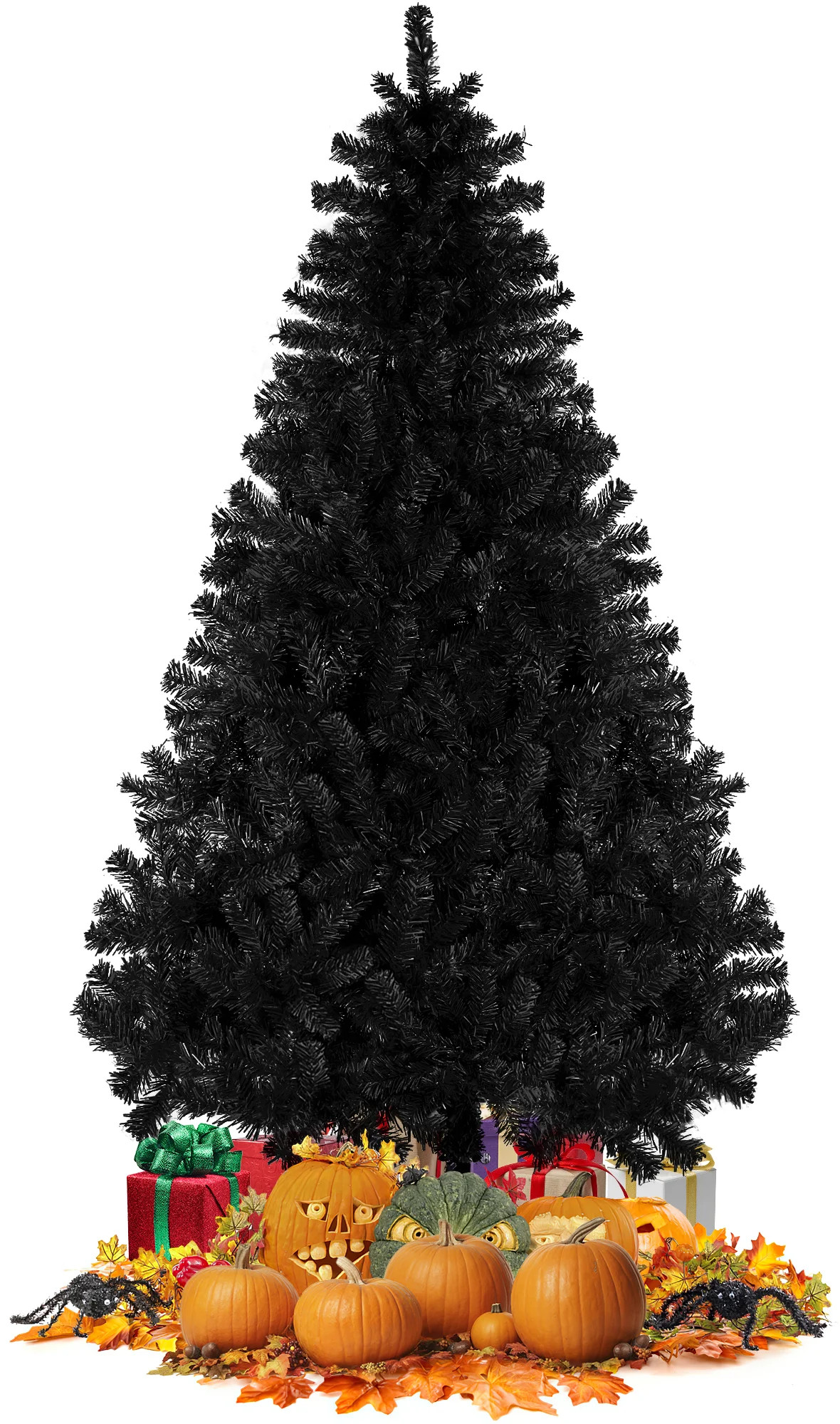 GIKPAL 6ft Black Christmas Tree w/800 Branch Tips, Hinged Xmas tree for Home, Office, Party Hallo... | Walmart (US)