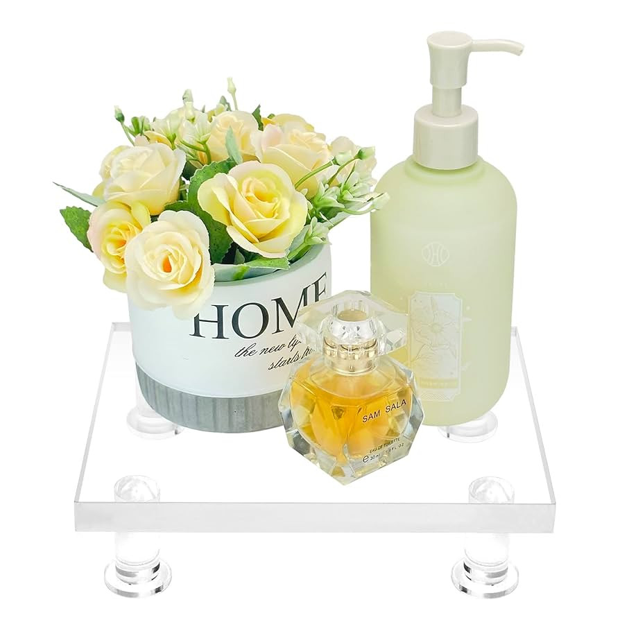 Bigfety Acrylic Pedestal Tray Stand Riser for Bathroom Kitchen countertop, Clear Display Base Hom... | Amazon (US)