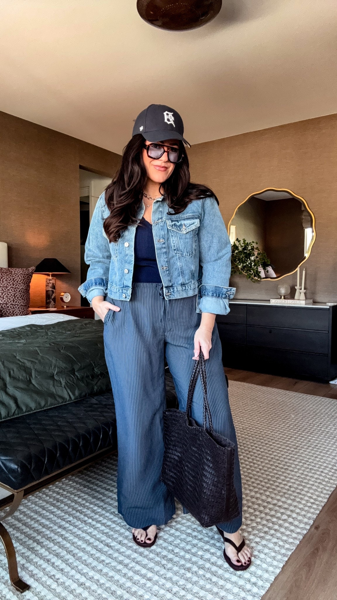 Day 12 of 30 everyday outfit challenge! Midsize spring sporting event outfit 

Pants xl 
Sweater tank large 
Cropped denim jacket xl 
Sandals size up 
Fave woven tote bag 
Sunglasses and accessories linked what I could for you 🫶🏻

#LTKMidsize #LTKSeasonal #LTKStyleTip