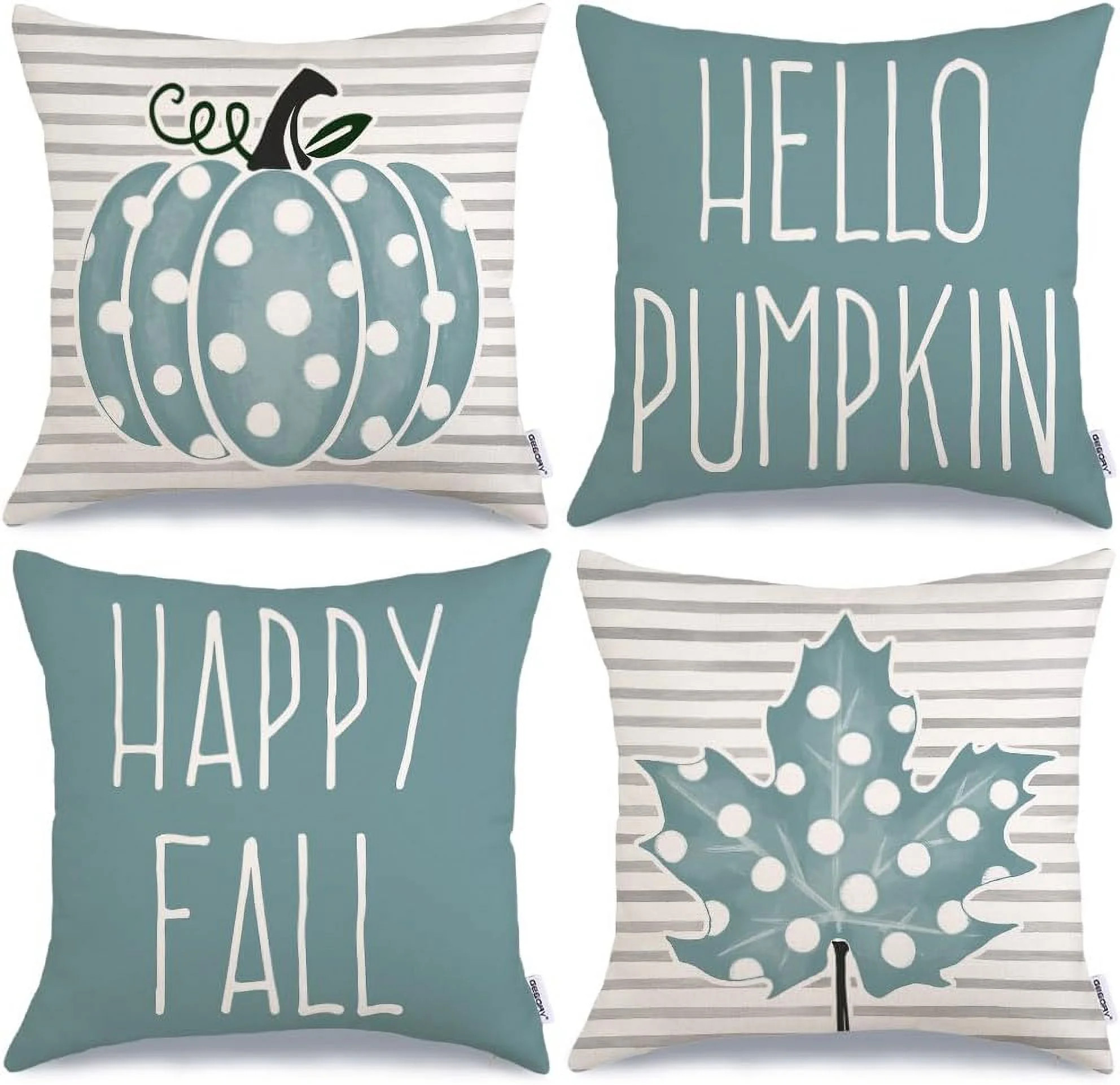 yeuweold 18 x 18 Inch Set of 4, Striped Polka Dot Maple Leaf Hello Pumpkin Decorative Throw Pillo... | Walmart (CA)