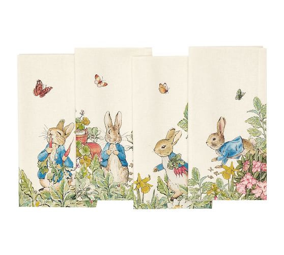 Peter Rabbit™ Garden Assorted Cotton/Linen Napkins - Set of 4 | Pottery Barn (US)