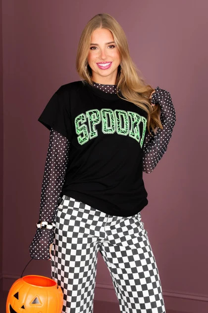Queen Of Sparkles Neon Green Spider Web Spooky Tee | The Willow Tree
