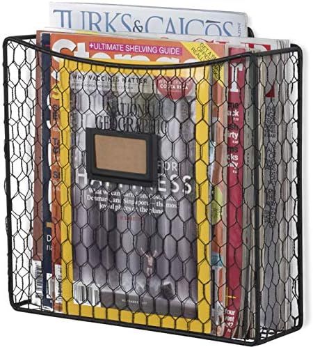 Wall35 Cestino Magazine Holder and File Organizer Wall Mount Metal Chicken Wire Basket with Tag S... | Amazon (US)