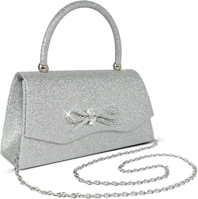 Women Clutch Purse with Glitter Sparkly Bow Detachable Chain for Wedding Cocktail Party Evening H... | Amazon (US)
