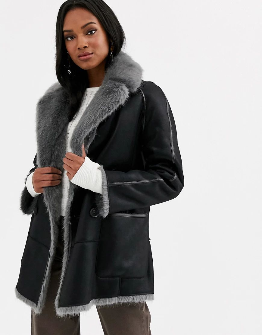 Urbancode reversible faux fur coat-Black | ASOS (Global)