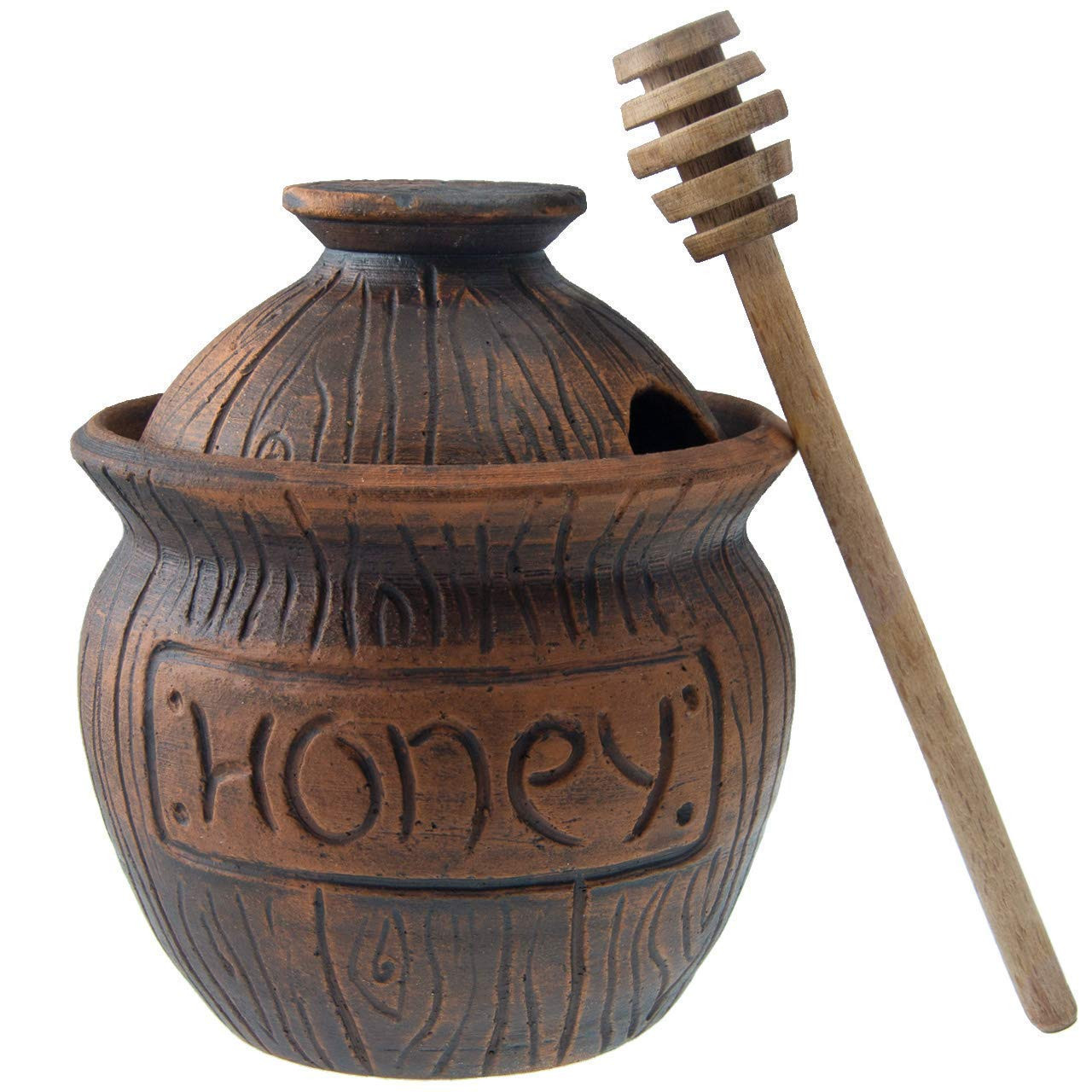 Honey Jar with a Dipper 16oz. Ceramic Honey Pot Made Out of Solid Clay Piece. Honey Container, an... | Amazon (US)