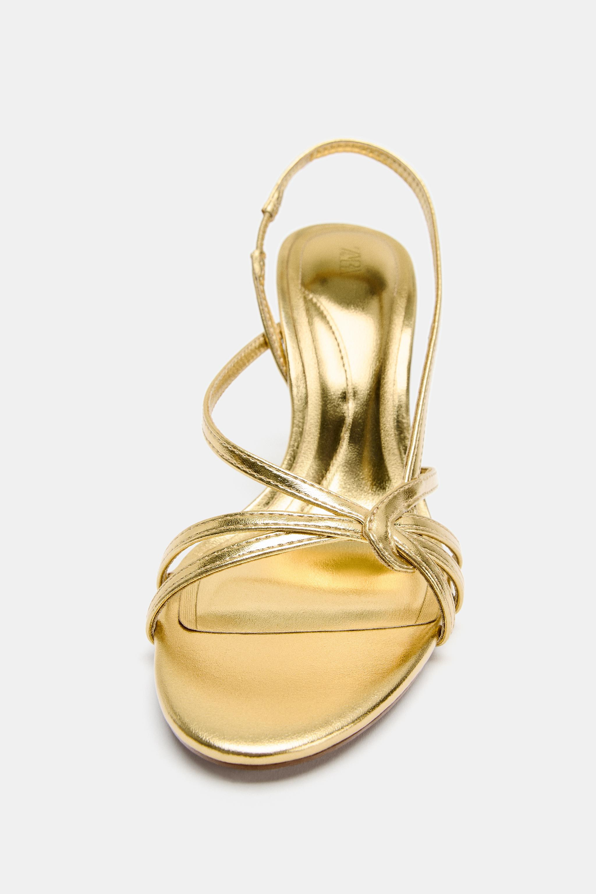 LAMINATED STRAPPY HEELED SANDALS | Zara US