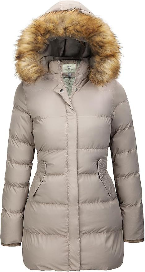 WenVen Women's Winter Thicken Puffer Coat Warm Jacket with Faux Fur Removable Hood | Amazon (US)