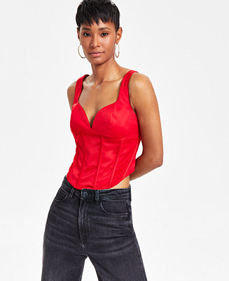 GUESS Women's J'Adore Sleeveless Sweetheart Corset Top - Macy's | Macy's