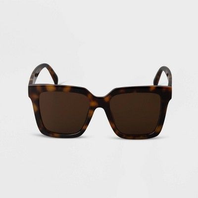 Women's Tortoise Shell Oversized Square Sunglasses - A New Day™ Brown | Target