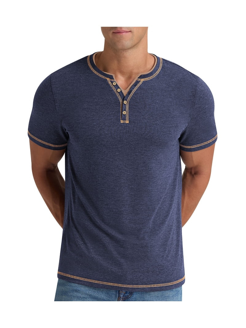 Iceglad Mens Henley Shirts Short Sleeve T Shirt Fashion Casual Slim V Neck Shirts | Walmart (US)