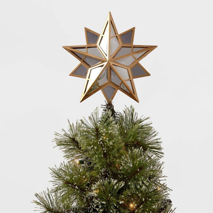 12.5" Lit Mirrored Star Christmas Tree Topper Gold - Wondershop™ | Target