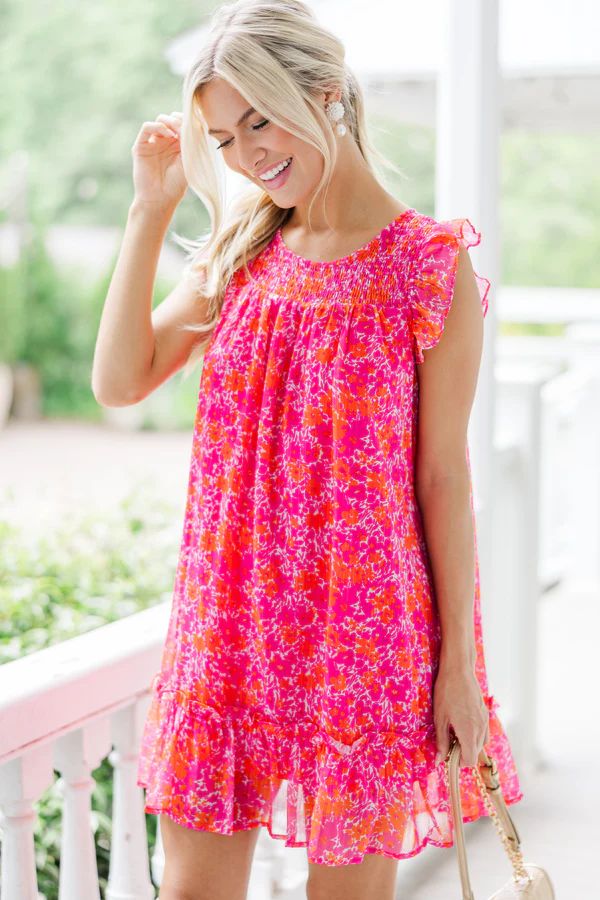 Lovely New Days Hot Pink Ditsy Floral Dress | The Mint Julep Boutique