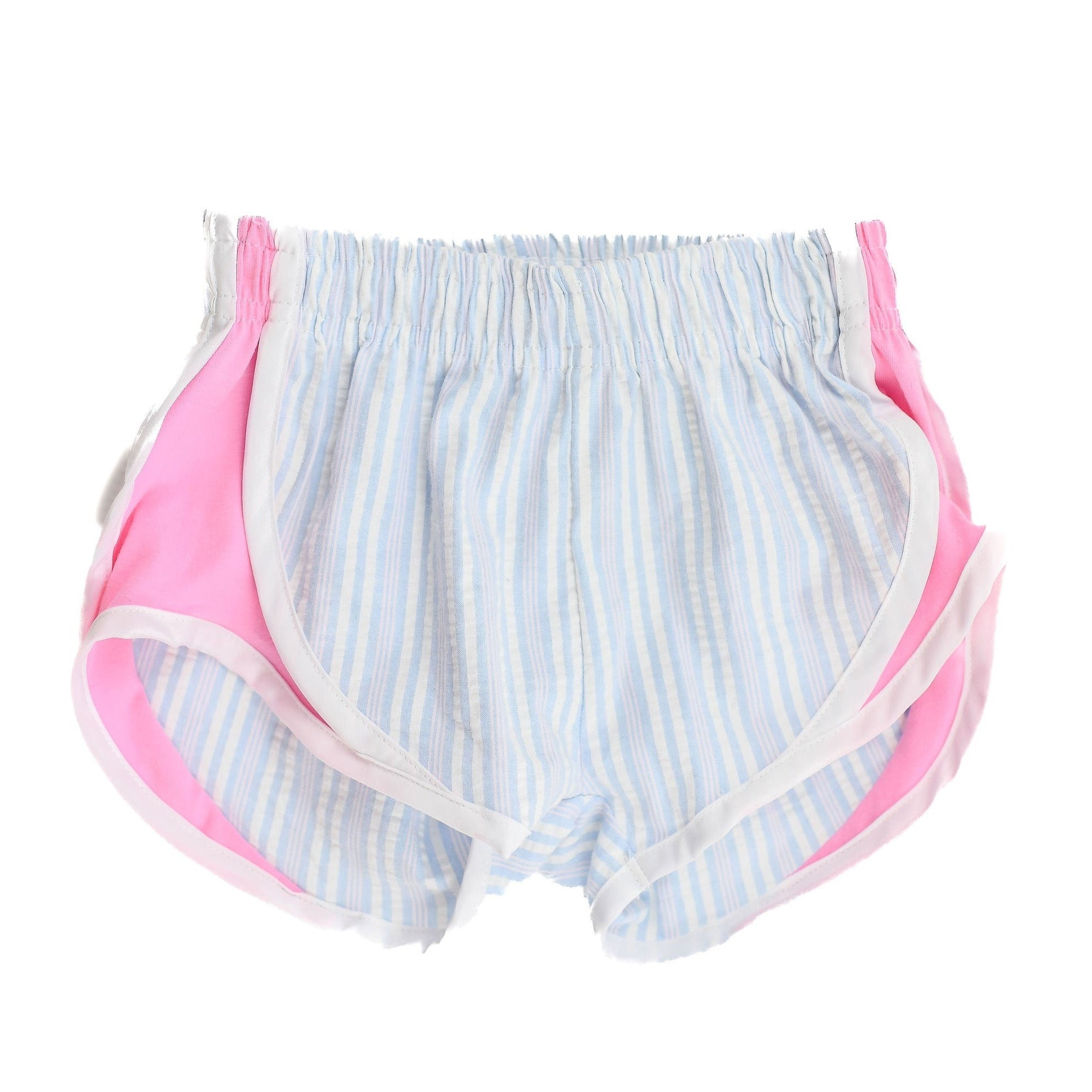 Fantasia Too Athletic Shorts - Blue and Pink Stripes with Pink Sides | JoJo Mommy