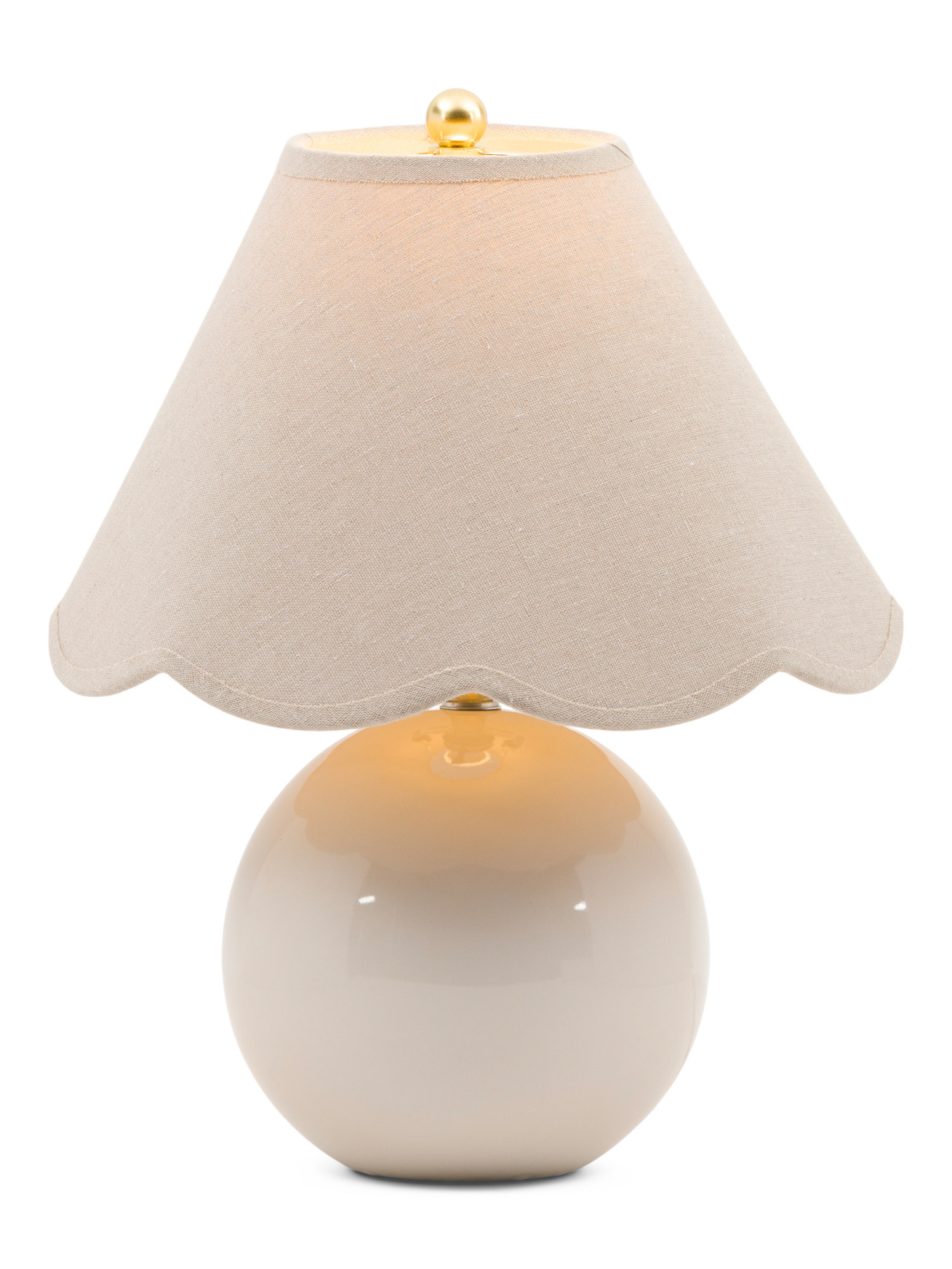 17in Ceramic Orb Table Lamp With Scalloped Shade | Marshalls