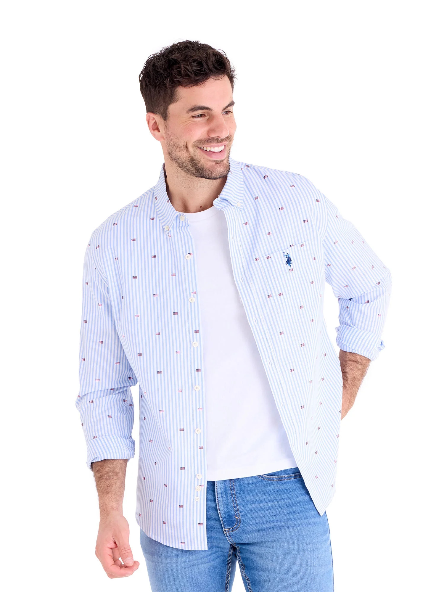 U.S. Polo Assn. Men's Long Sleeve Americana Oxford Shirt | Walmart (US)