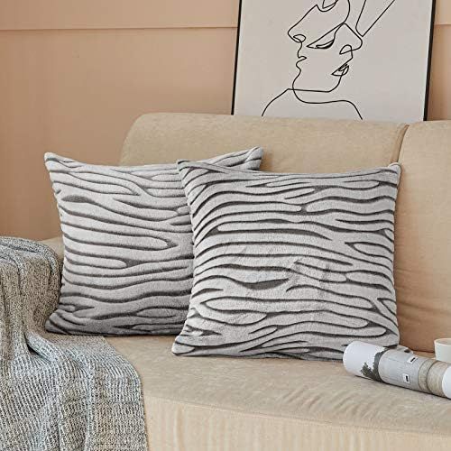 FY FIBER HOUSE Zebra Print Flannel Fleece Pillow Cases Covers for Couch Bed Sofa, Pack of 2, 18 by 1 | Amazon (US)