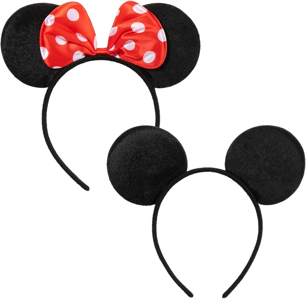 CHuangQi 2 diademas de orejas de rat\u00f3n con lazo, accesorios para el cabello para ni\u00f1os ... | Amazon (US)