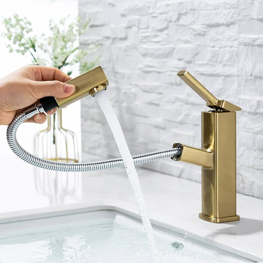 KAIYING Bathroom Sink Faucet with Pull Out Sprayer, Single Handle Basin Mixer Tap for Hot and Col... | Amazon (US)