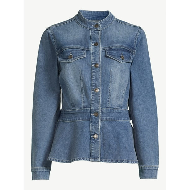 Sofia Jeans by Sofia Vergara Women's Fitted Jean Jacket with Peplum Hem | Walmart (US)