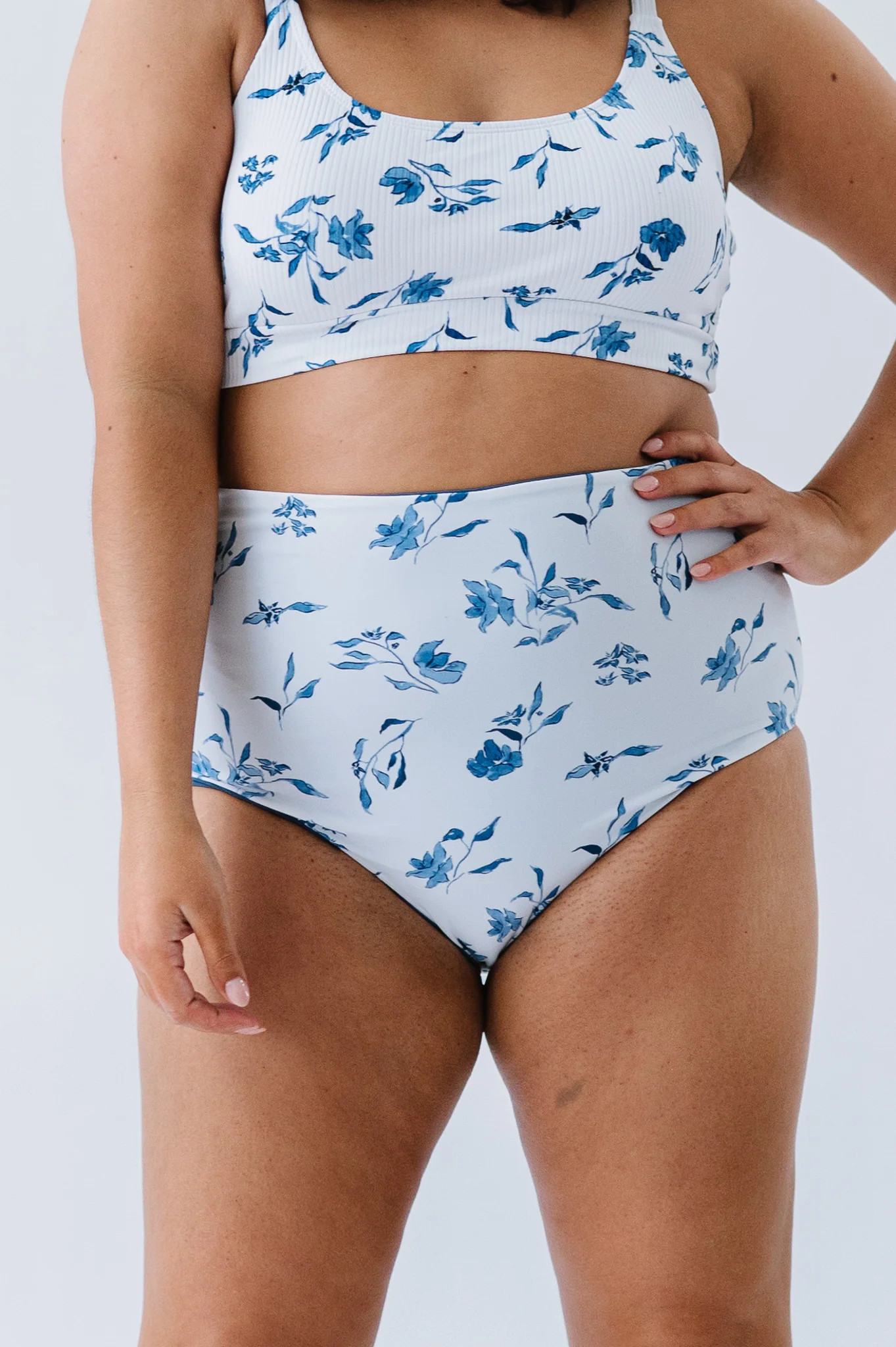 Leisure Reversible Bottom | Ocean Blue Floral | Swimsuits For Moms Bathing Suits Plus Size Swimsuits | Coral Reef Swim