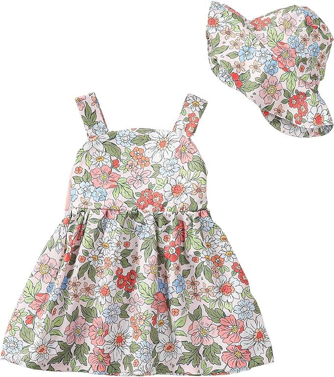 Newborn Infant Baby Girl Dress Toddler Girl Clothes Halter Backless Sleeveless Flower Sundress Su... | Amazon (US)