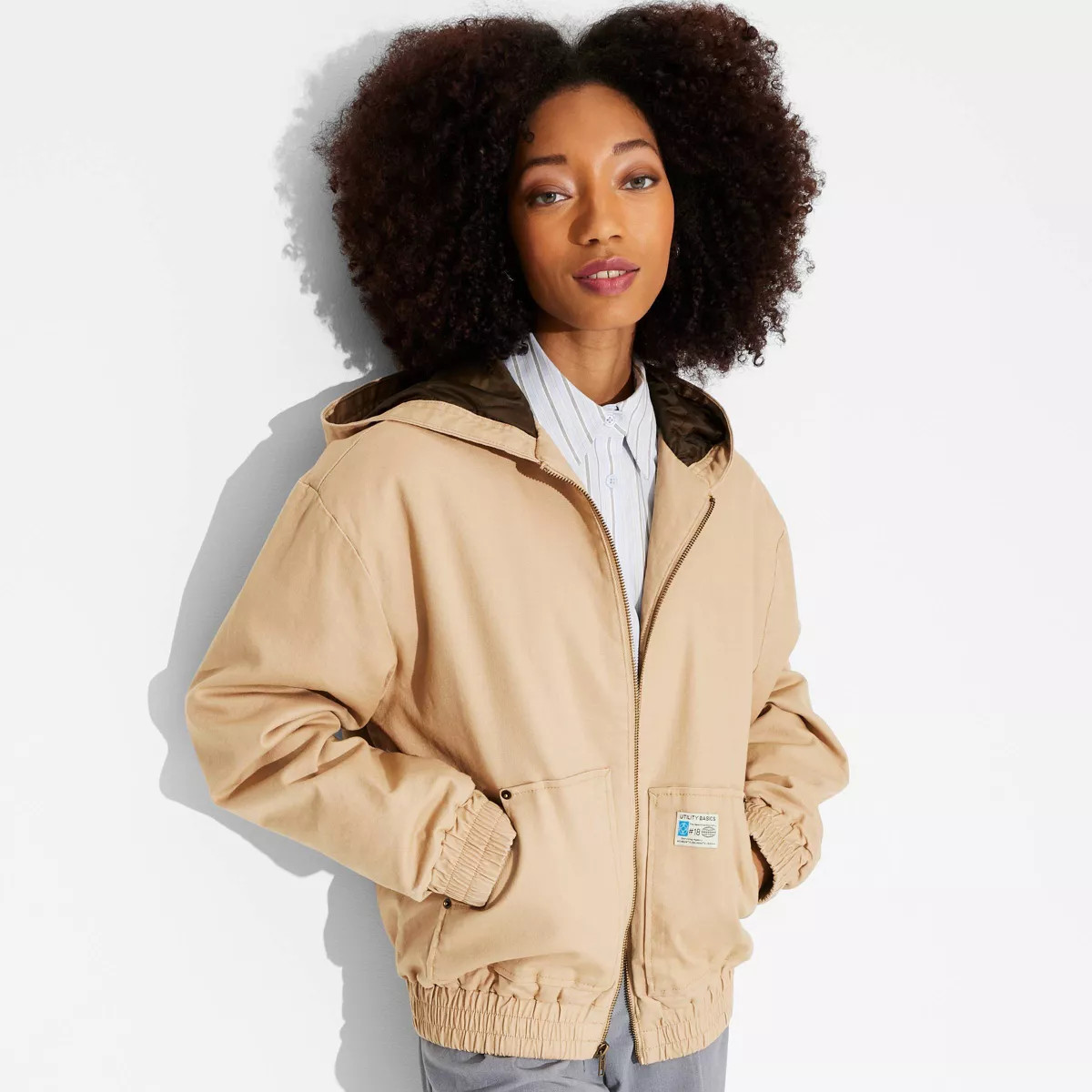 Women's Hooded Canvas Jacket - Wild Fable™ Tan XL | Target