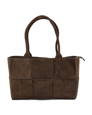 Made In Italy Suede Large Woven Satchel | TJ Maxx