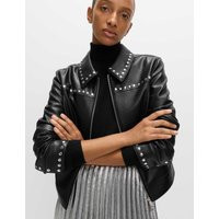 M&S Faux Leather Studded Harrington Jacket Black | Marks & Spencer (UK)