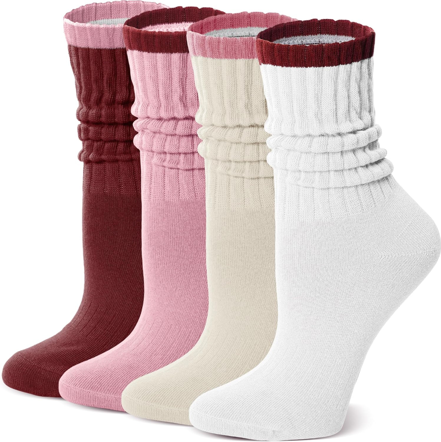 MOSEY KOSY Slouch Cotton Socks, Scrunch Thin Crew Calf Socks for Women Men | Amazon (US)