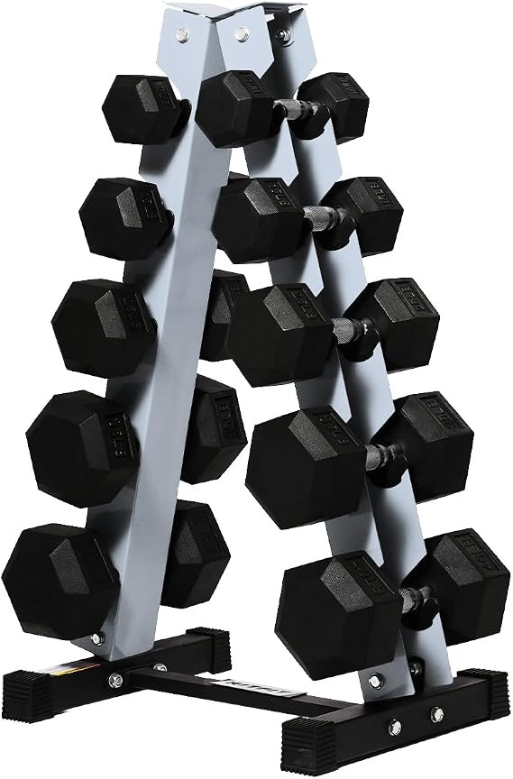 RitFit 250LB/300LB Rubber Hex Dumbbell Sets with Weights Rack, Multiple Color Choices Available, ... | Amazon (US)