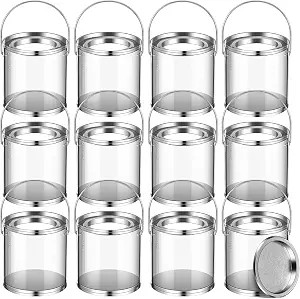 12 Pack Paint Cans Clear Plastic Paint Cans 3 x 3 Inches Mini Empty Bucket with Lids Small Transp... | Amazon (US)