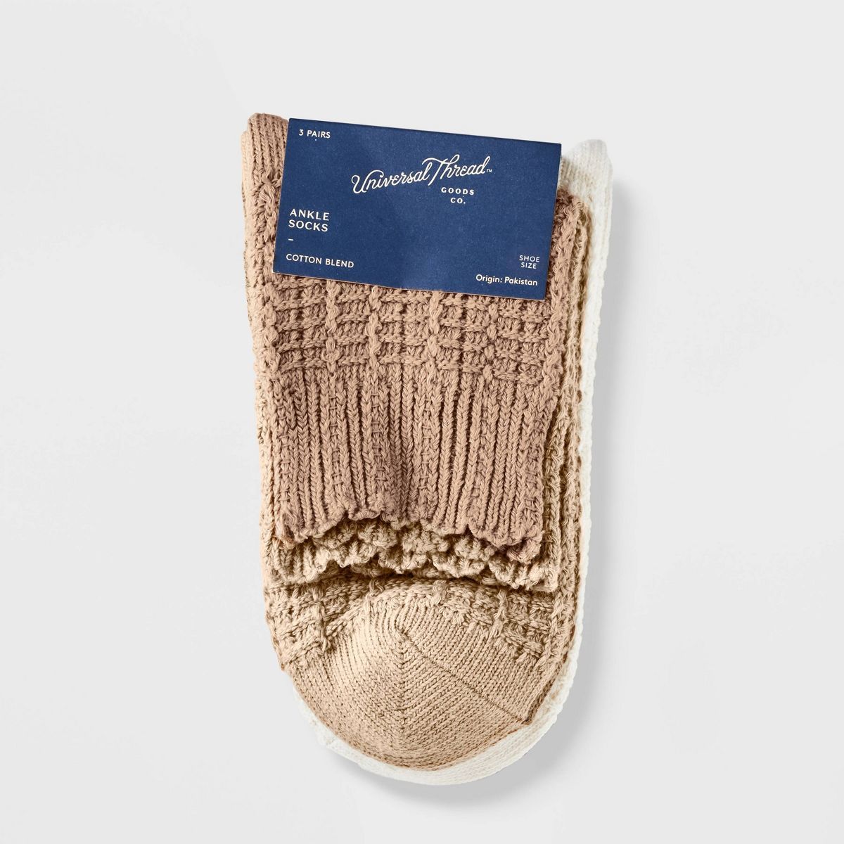 Women's Scallop Edge 3pk Ankle Socks - Universal Thread™ Oatmeal/Cream/Brown 4-10 | Target