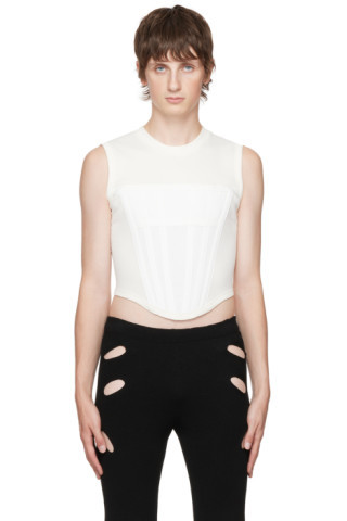 Dion Lee - Off-White Rib Corset Tank Top | SSENSE