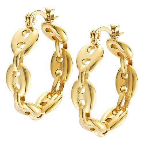 Stately Steel Stainless Steel Buckle Hoop Earrings - Metallic | HSN