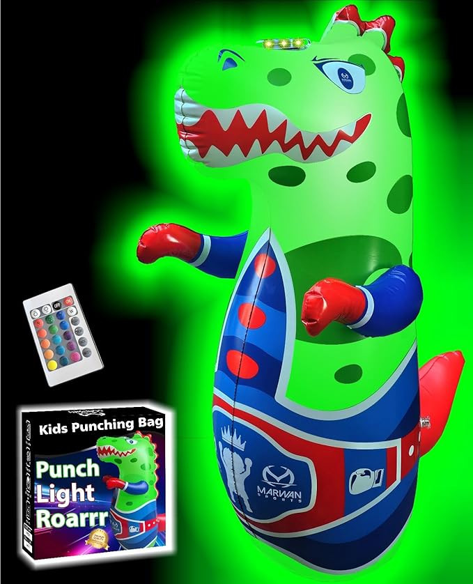 Marwan Sports Punch, Light & Roar Dinosaur Punching Bag – 47" Inflatable Bop Bag for Kids Ages ... | Amazon (US)