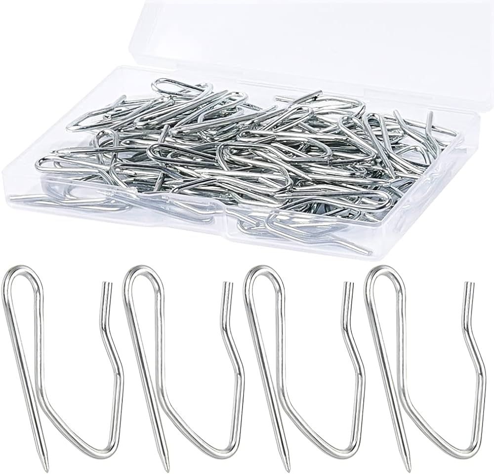 58pcs Metal Curtain Hooks, Sopito 1.2 Inch Drapery Pin and Hook for Pleated Drapes, Stainless Ste... | Amazon (US)