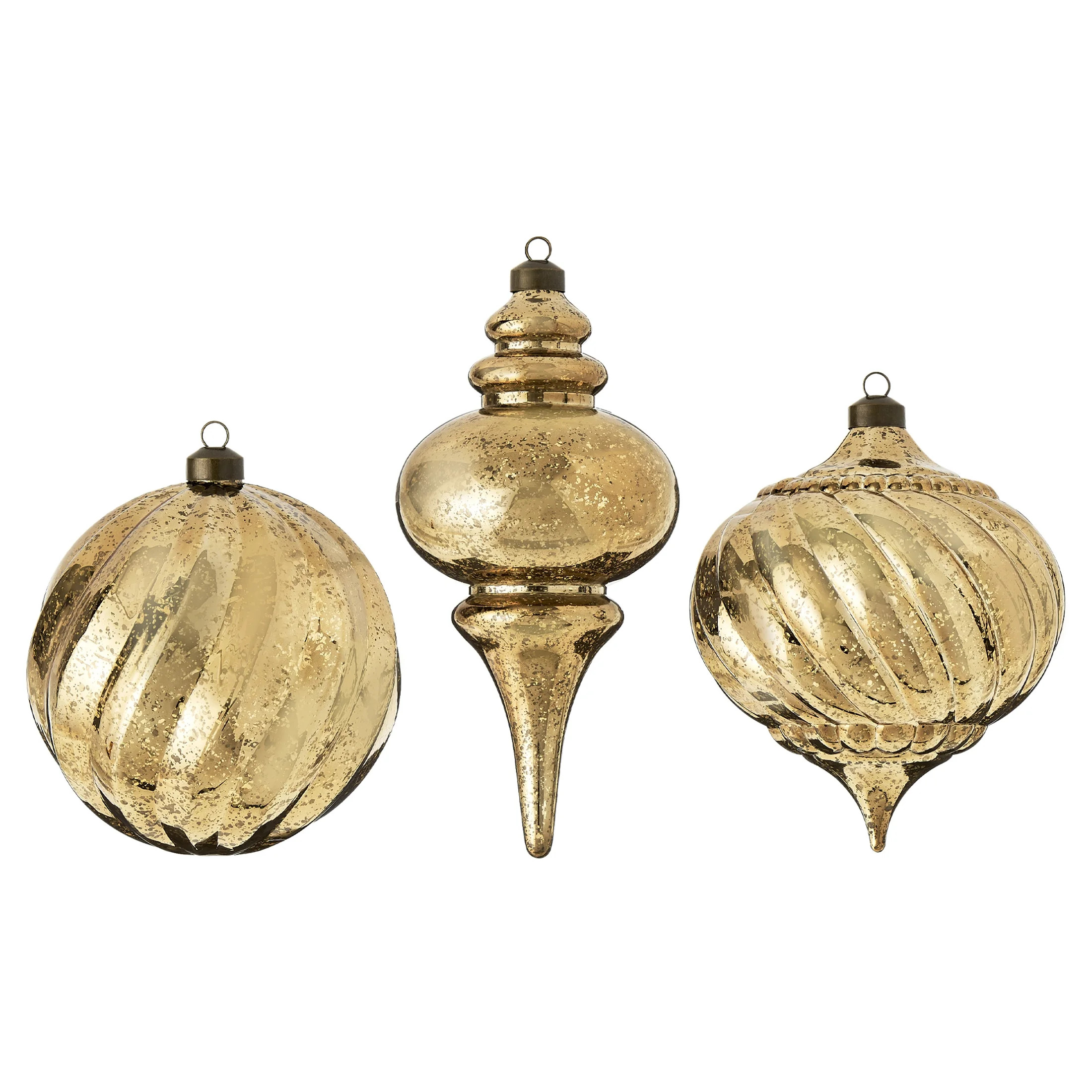 3 Count Gold Mercury-Style Shatterproof Christmas Ornaments, by My Texas House | Walmart (US)