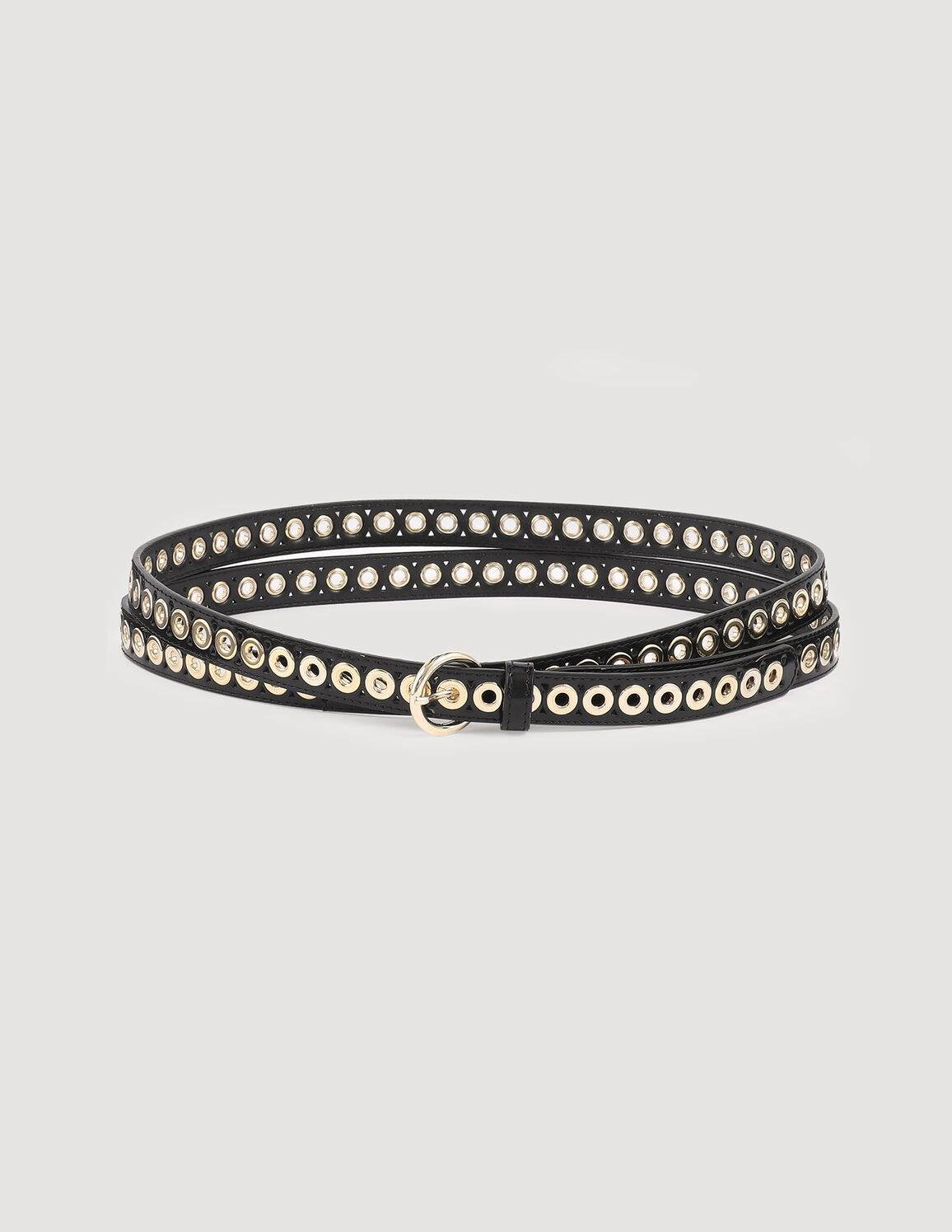 Leather belt with eyelets | Sandro-Paris US