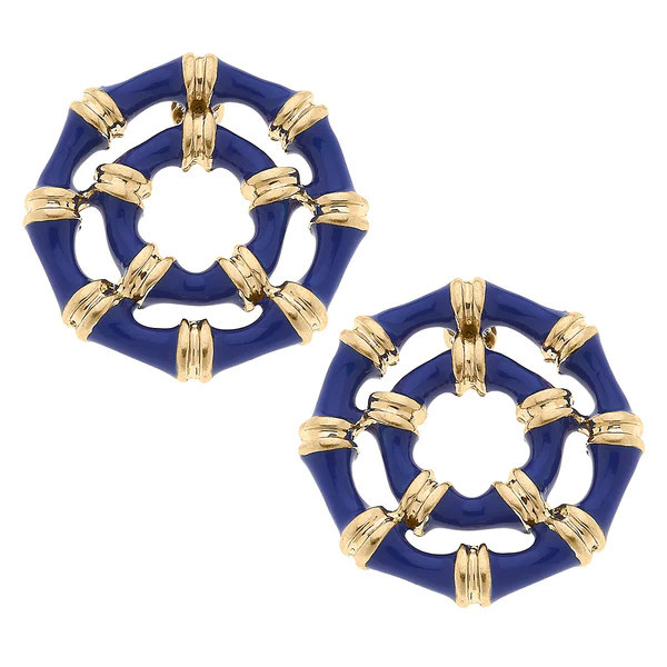 Lilly Bamboo Stud Earrings In Blue | CANVAS
