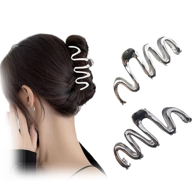 Wavy Metal Hair Clips for Women & Girls, Non-Slip Cute Modern Hair Accessories with Strong Hold | Amazon (US)