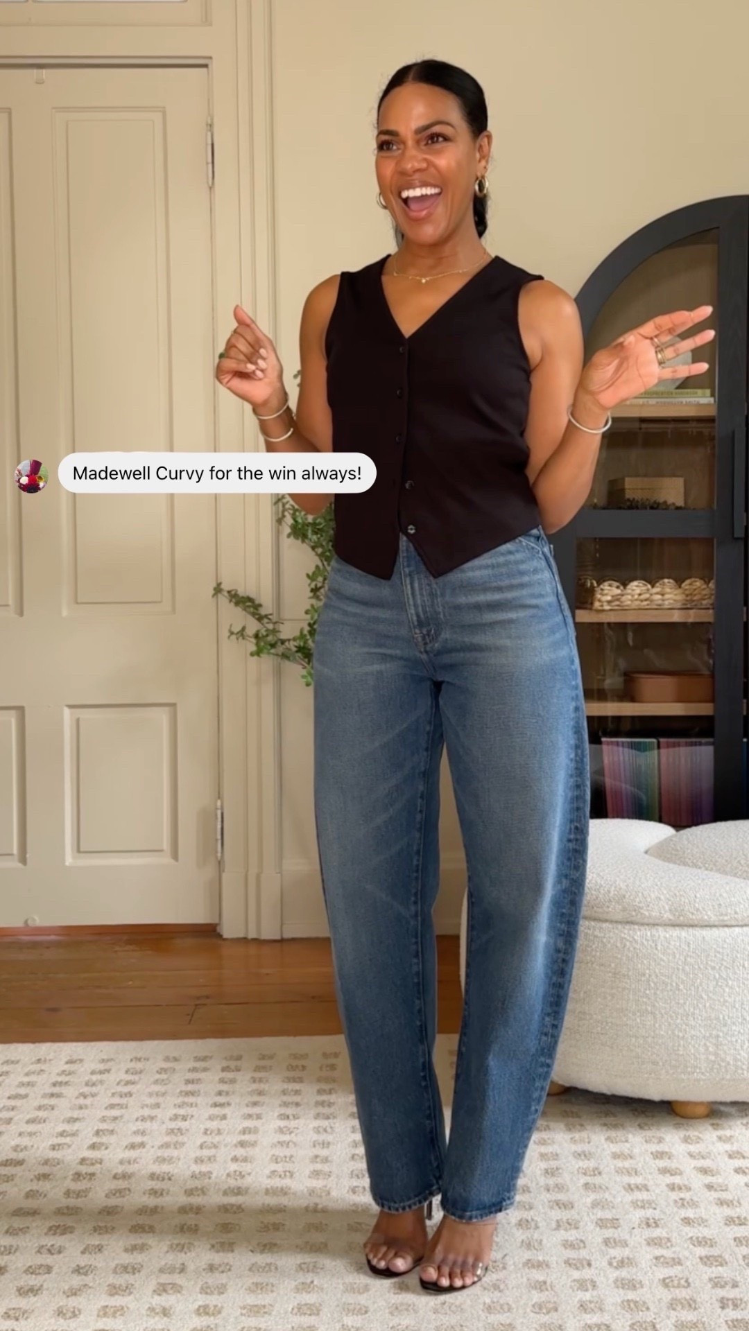 Madewell is 25% off for insiders! If you get a gap in your waist size down and get the curvy fit, if you don’t go tts with the regular fit! 

My reaction every time I try on a Madewell curvy fit jean and have no gap in my waist (iykyk).

#LTKootd #LTKSpringSale #LTKSaleAlert